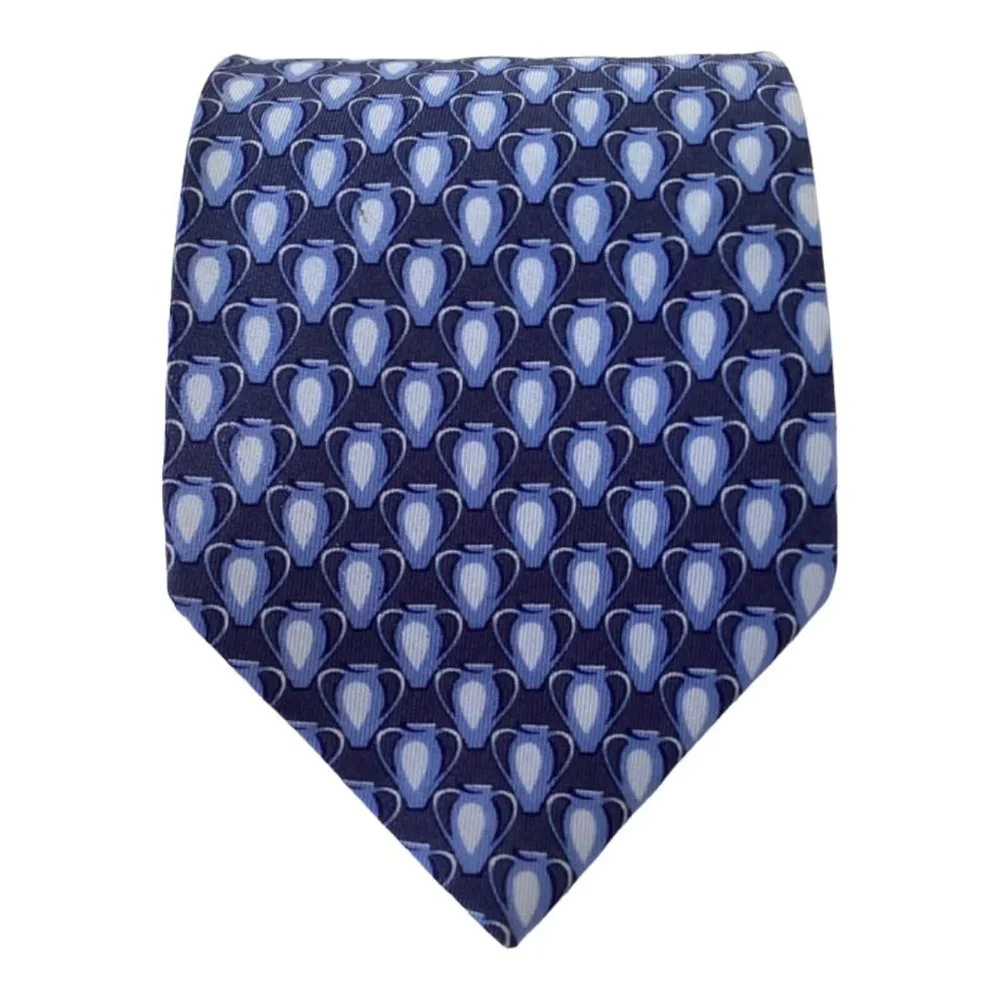 GUCCI Blue Pot Silk Tie Italy 57